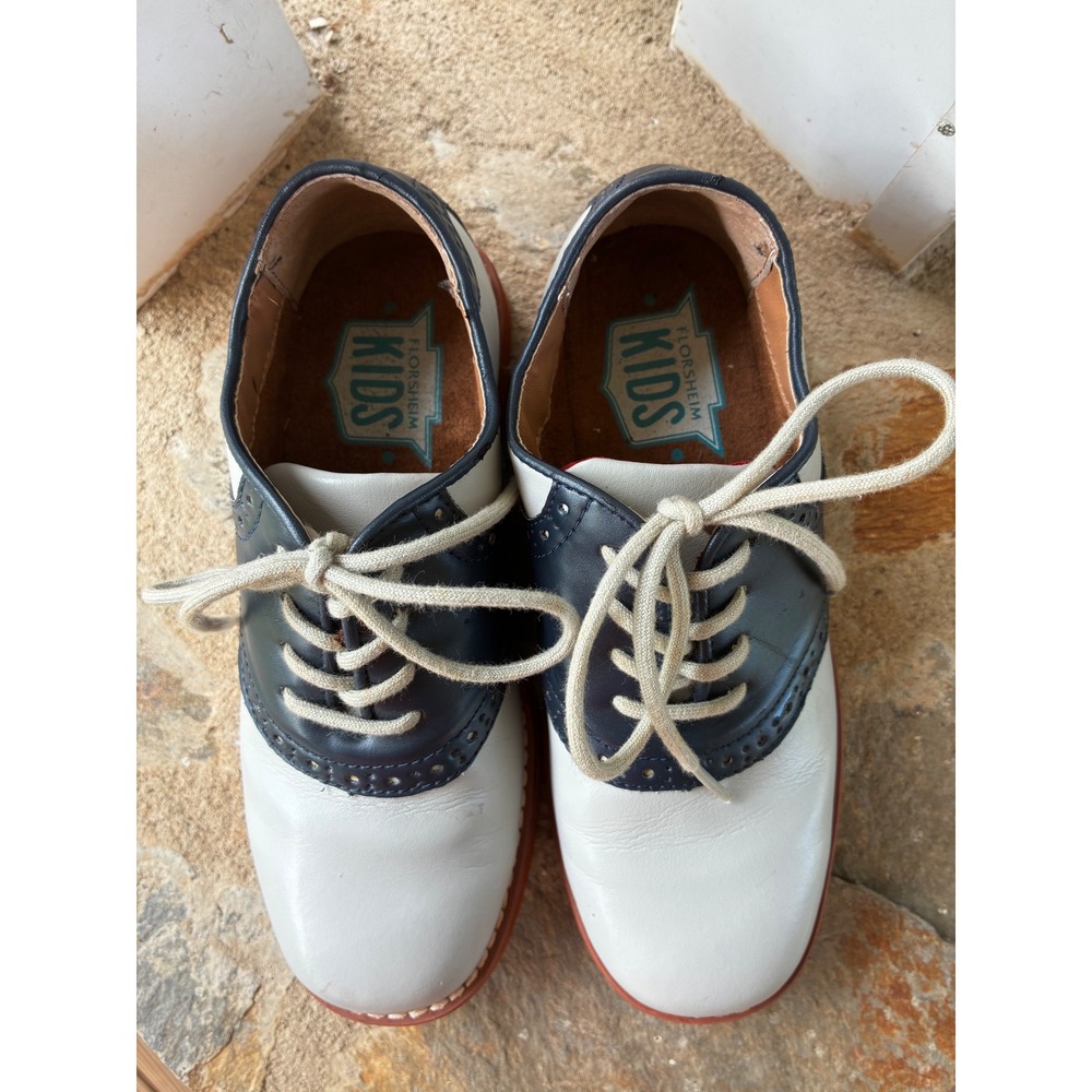 Florsheim Kids Boys Saddle Shoes Navy White Red Oxford 16504-116 Size 1M
